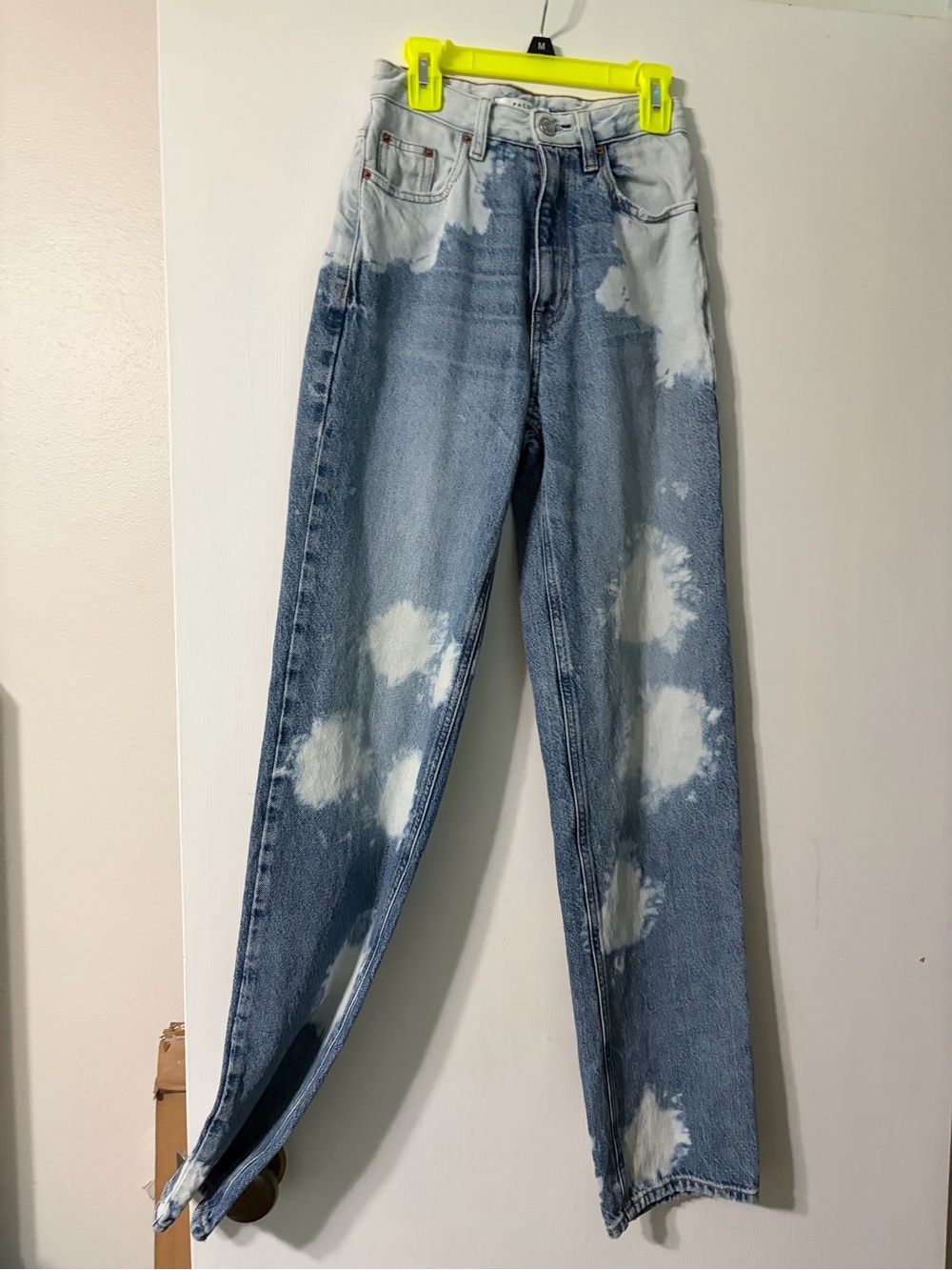 PacSun Blue and White Bleached Straight-Leg Jeans